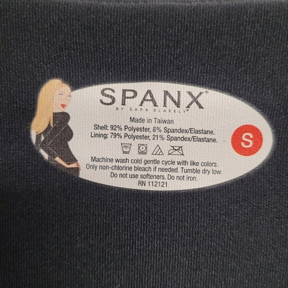 Spanx Black Tummy Control Lined V-neck 3/4 Sleeve Shapewear Top Size Small - Picture 5 of 8